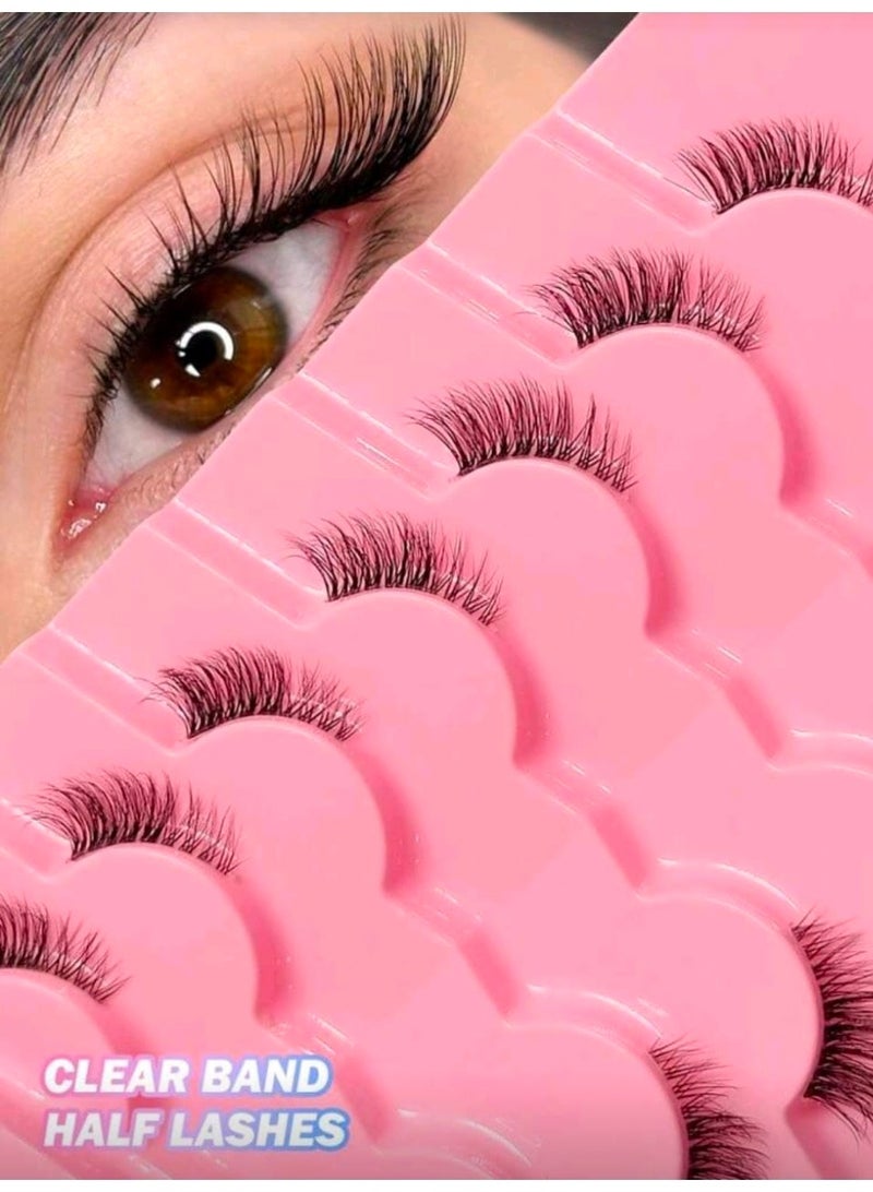 SHEIN-7Pairs Cat Eye False Eyelashes, Natural & Delicate, Criss-Cross Fluffy, Curled Corners. - Image 1